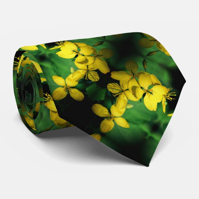 Söt Gult Wildblomme Abstrakt Mönster Slips (Rullad)