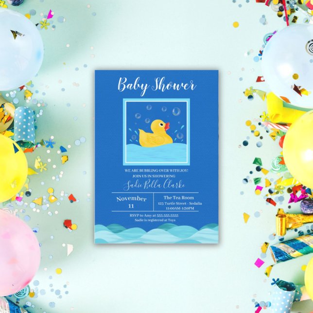 Söt gummi Ducky Bubbles Baby Shower-inbjudan Inbjudningar (Skapare uppladdad)