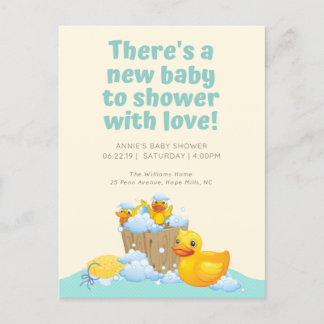 Söt gummiank Baby Shower-inbjudan Meddelande Vykort