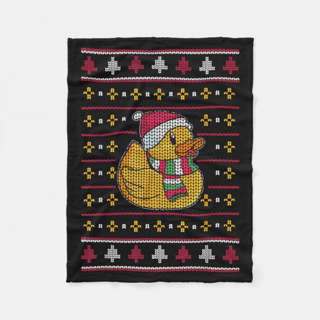 Söt gummianka Anka jul tomte  Fleecefilt (Framsidan)