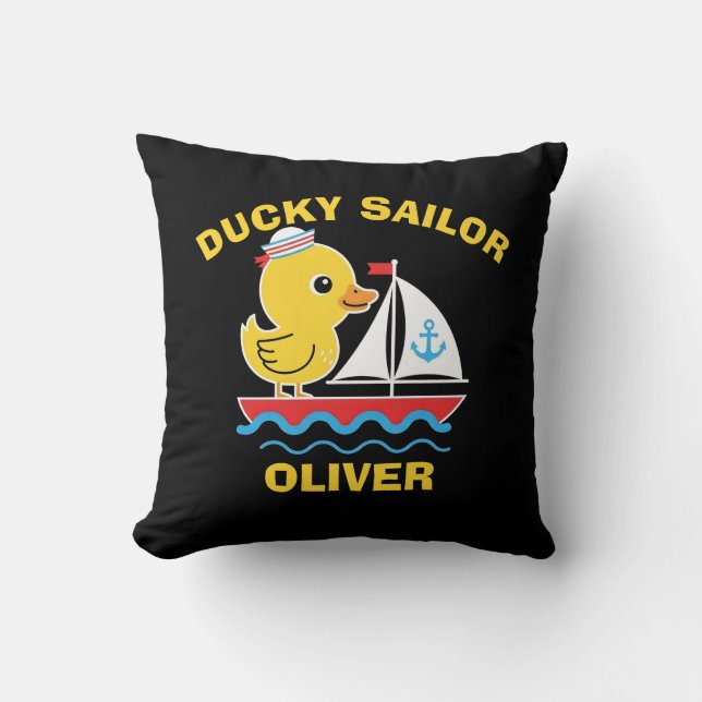 Söt gummiankebåt Ducky Sjöman Kudde (Framsida)