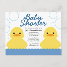 Söt gummidammig TWIN BABY SHOWER-inbjudan