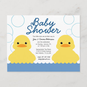 Söt gummidammig TWIN BABY SHOWER-inbjudan Inbjudningar