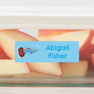 Söt guppy tropisk fisk tecknad personlig klistermärke