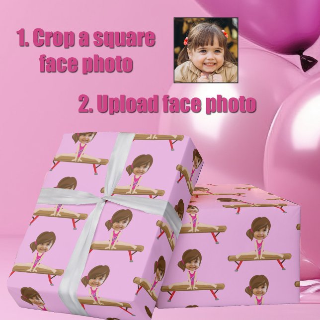 Söt gymnastikflicka anpassad barnansikte foto presentpapper (Skapare uppladdad)