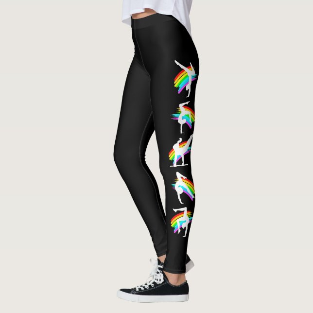 SÖT GYMNASTISKA RAINBOW-LAGAR LEGGINGS (Vänster)