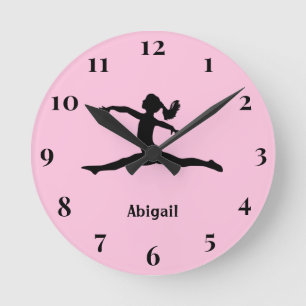 Söt Gymnist Silhouette Anpassningsbar Large Clock Rund Klocka