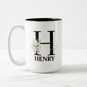 Söt H Monogrammed initial Två-Tonad Mugg