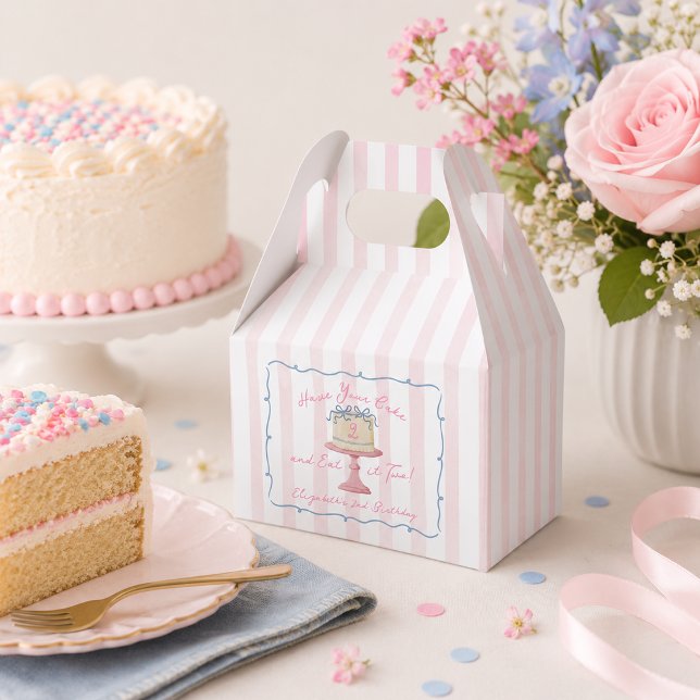 Söt Ha Din Tårta och Äta den Också 2-års Födelseda Presentaskar (Cute Have You Cake and Eat it Two 2nd Birthday Favor Boxes)