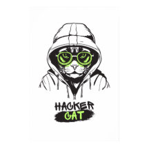 Söt Hackare Katt Illustration – Cybersäkerhetspres