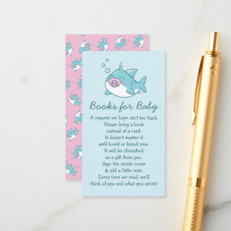 Söt haj baby shower Kawaii rosa flickböcker Tilläggskort