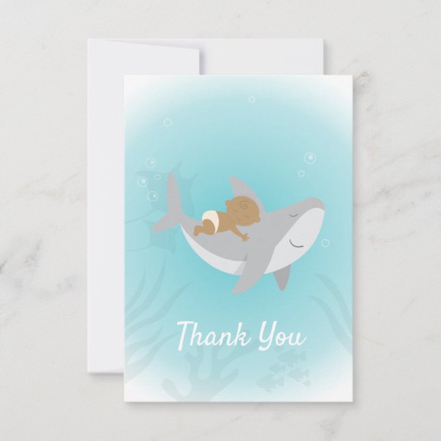 Söt haj Babyskare med stort tack, ditt kort (Framsida)