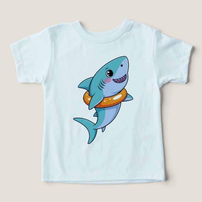 Söt hajbaby med flotte | t shirt (Design Framsida)