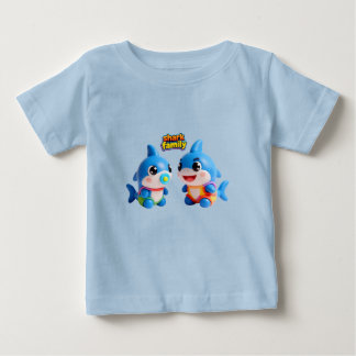 Söt hajfamilj 3D-seriefigur Kawaii-stil T Shirt