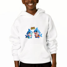 Söt hajfamilj 3D-seriefigur Kawaii-stil