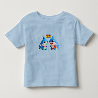 Söt Hajfamilj 3D Tecknad Karaktär Kawaii Stil T Shirt