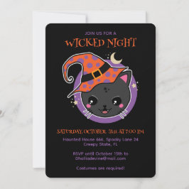 Söt Hälig Katt Halloweenfest Inbjudningar