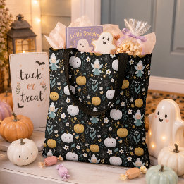 Söt Halloween-älva och pastellfärgade pumpor Tygkasse