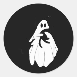Söt Halloween-ande hållande tre svarta katter Runt Klistermärke