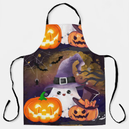 Söt Halloween-ande med häxhatt och pumpor