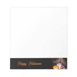 Söt Halloween-ande med häxhatt och pumpor Anteckningsblock