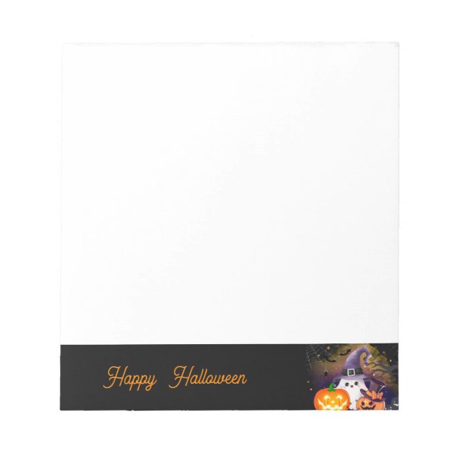 Söt Halloween-ande med häxhatt och pumpor Anteckningsblock (Framsida)