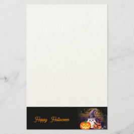 Söt Halloween-ande med häxhatt och pumpor Brevpapper