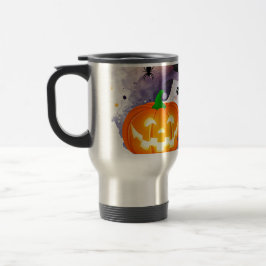 Söt Halloween-ande med häxhatt och pumpor Resemugg