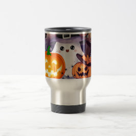 Söt Halloween-ande med häxhatt och pumpor Resemugg