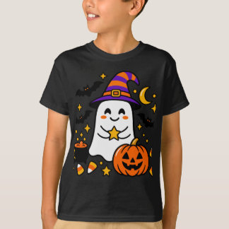 Söt Halloween-ande med häxhatt, pumpa & Moo T Shirt