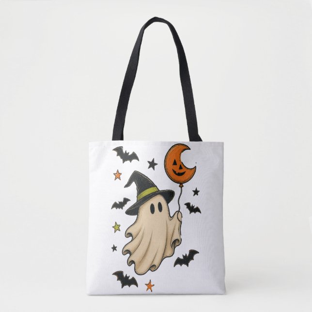 Söt Halloween-ande med häxhatt Tygkasse (Framsida)
