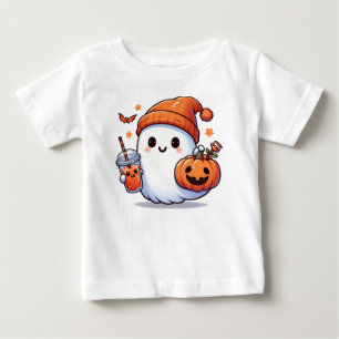 Söt Halloween-ande med pumpa och Halloween-dryck T Shirt
