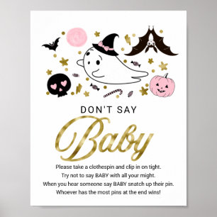Söt Halloween-bebis shower - skriv inte bebis-skyl Poster