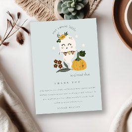 Söt Halloween Blå Spöke Liten Boo Baby Shower Tack Kort