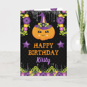Söt Halloween Blommig Pumpa Glad Födelsedag Kort