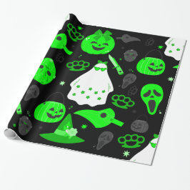 Söt halloween-blommigtens grönt av spöksyra presentpapper