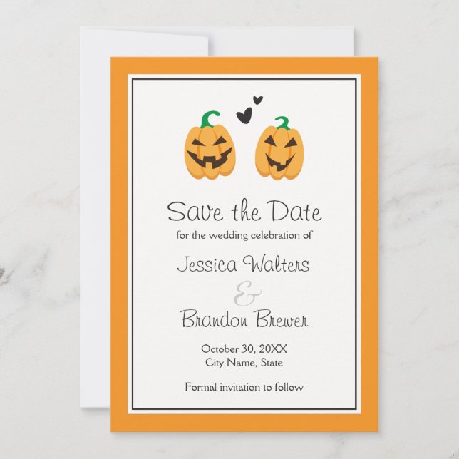 Söt Halloween bröllop spara datum tillkännagivande Datumet (Framsida)