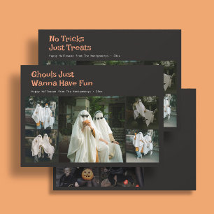 Söt Halloween-citat 9 Familjefoto Svart Julkort