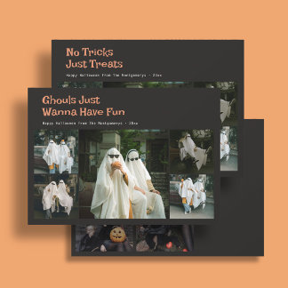 Söt Halloween-citat 9 Familjefoto Svart Julkort