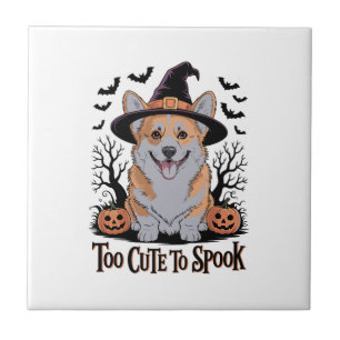 Söt Halloween Corgi i häxhatt Kakelplatta