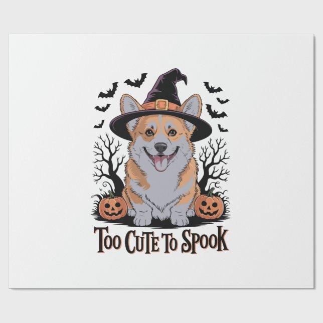 Söt Halloween-Corgi i häxhatt Presentpapper (Platt)