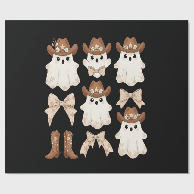 Söt Halloween Cowboy Spöke Presentpapper (Platt)