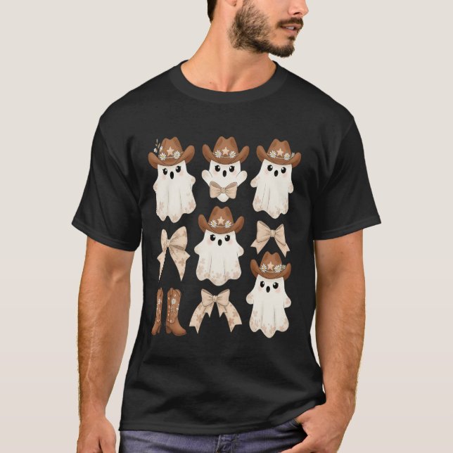 Söt Halloween Cowboy Spöke T Shirt (Framsida)