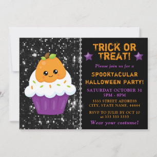 Söt Halloween Cupcake Pumpafest Inbjudningar