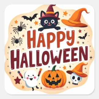 Söt Halloween-dekal Fyrkantigt Klistermärke