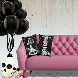 Söt Halloween Dia de Los Muertos Skalle Kudd Prydnadskudde
