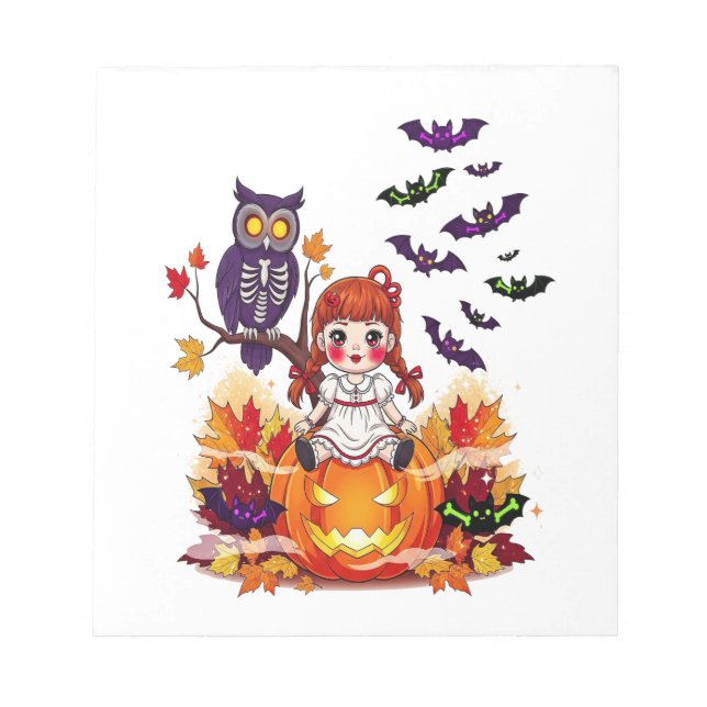 Söt Halloween-docka uggla Anteckningsblock (Framsida)