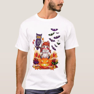 Söt Halloween-docka uggla T Shirt