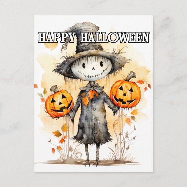 Söt Halloween-dockillustration Vykort (Framsida)