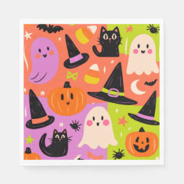 Söt Halloween-doodle - spökpumpa katt Pappersservett